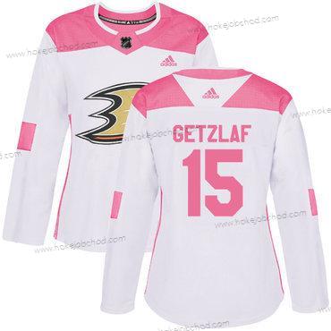 Adidas Žena Anaheim Ducks #15 Ryan Getzlaf Bílý Růžový Autentické Sešitý NHL Dres