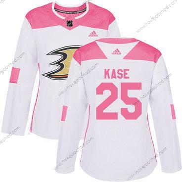 Adidas Žena Anaheim Ducks #25 Ondrej Kase Bílý Růžový Autentické Sešitý NHL Dres