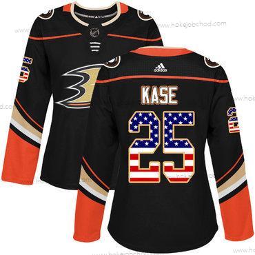 Adidas Žena Anaheim Ducks #25 Ondrej Kase Černá Domácí Autentické USA Flag Sešitý NHL Dres