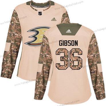 Adidas Žena Anaheim Ducks #36 John Gibson Camo Autentické 2017 Veterans Day Sešitý NHL Dres