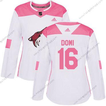 Adidas Žena Arizona Coyotes #16 Max Domi Bílý Růžový Autentické Sešitý NHL Dres