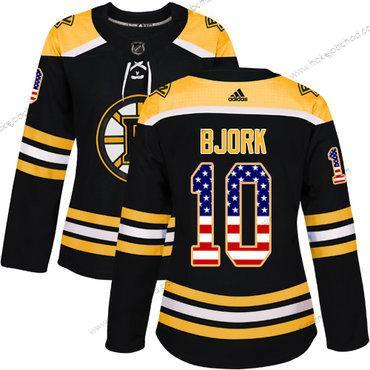 Adidas Žena Boston Bruins #10 Anders Bjork Černá Domácí Autentické USA Flag Sešitý NHL Dres