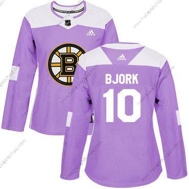 Adidas Žena Boston Bruins #10 Anders Bjork Nachový Autentické Bojuje proti rakovině Sešitý NHL Dres