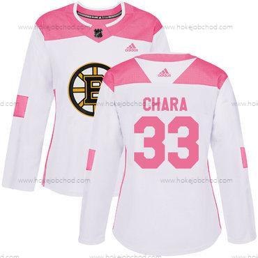 Adidas Žena Boston Bruins #33 Zdeno Chara Bílý Růžový Autentické Sešitý NHL Dres