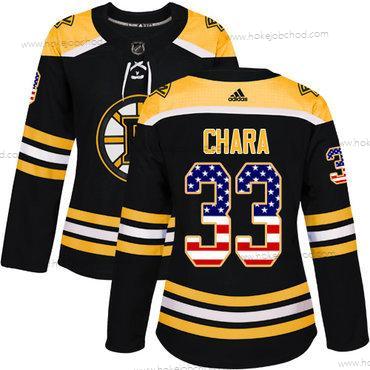 Adidas Žena Boston Bruins #33 Zdeno Chara Černá Domácí Autentické USA Flag Sešitý NHL Dres