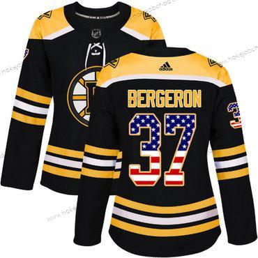 Adidas Žena Boston Bruins #37 Patrice Bergeron Černá Domácí Autentické USA Flag Sešitý NHL Dres