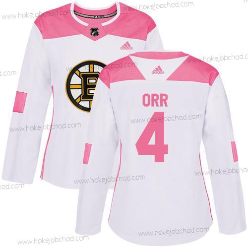 Adidas Žena Boston Bruins #4 Bobby Orr Bílý Růžový Autentické Sešitý NHL Dres