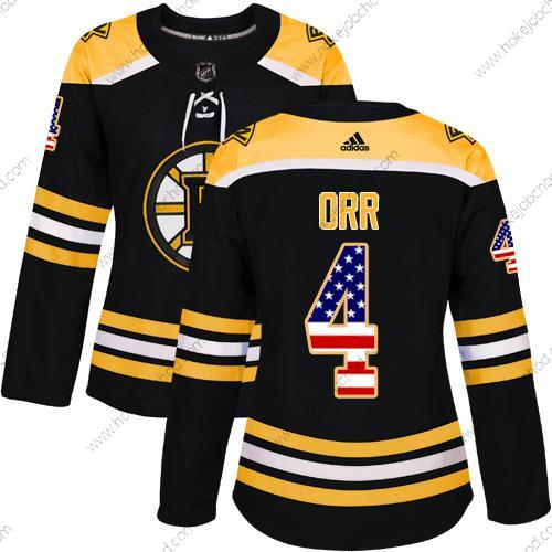 Adidas Žena Boston Bruins #4 Bobby Orr Černá Domácí Autentické USA Flag Sešitý NHL Dres