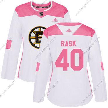 Adidas Žena Boston Bruins #40 Tuukka Rask Bílý Růžový Autentické Sešitý NHL Dres