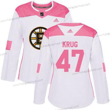 Adidas Žena Boston Bruins #47 Torey Krug Bílý Růžový Autentické Sešitý NHL Dres