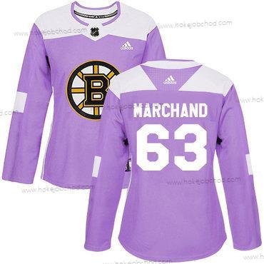 Adidas Žena Boston Bruins #63 Brad Marchand Nachový Autentické Bojuje proti rakovině Sešitý NHL Dres