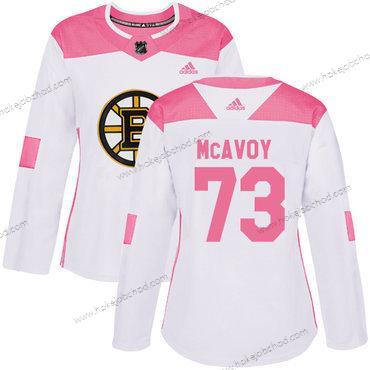 Adidas Žena Boston Bruins #73 Charlie Mcavoy Bílý Růžový Autentické Sešitý NHL Dres