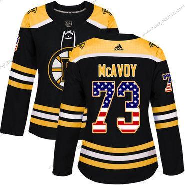 Adidas Žena Boston Bruins #73 Charlie Mcavoy Černá Domácí Autentické USA Flag Sešitý NHL Dres