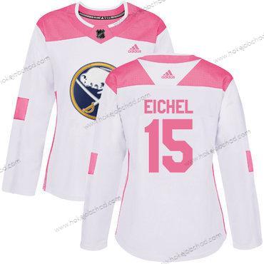 Adidas Žena Buffalo Sabres #15 Jack Eichel Bílý Růžový Autentické Sešitý NHL Dres