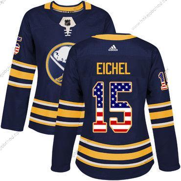 Adidas Žena Buffalo Sabres #15 Jack Eichel Námořnictvo Modrý Domácí Autentické USA Flag Sešitý NHL Dres