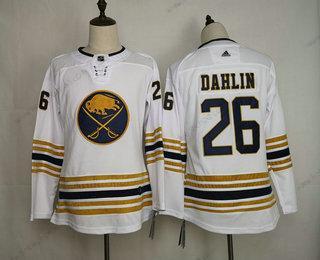 Adidas Žena Buffalo Sabres #26 Rasmus Dahlin Bílý With Zlato 50Th Výročí Sešitý NHL Dres