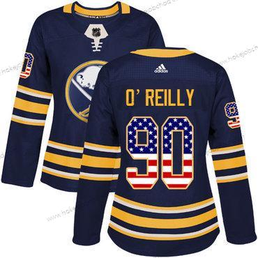 Adidas Žena Buffalo Sabres #90 Ryan O’Reilly Námořnictvo Modrý Domácí Autentické USA Flag Sešitý NHL Dres