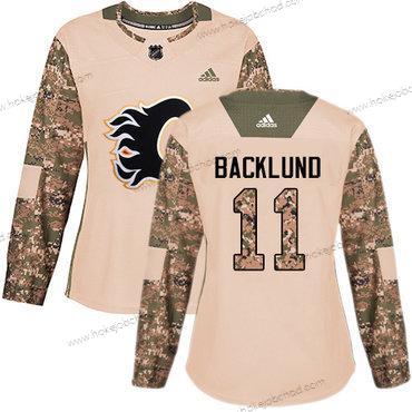 Adidas Žena Calgary Flames #11 Mikael Backlund Camo Autentické 2017 Veterans Day Sešitý NHL Dres