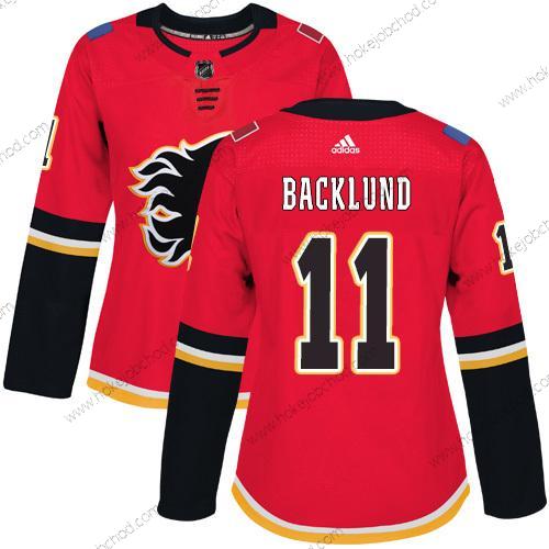 Adidas Žena Calgary Flames #11 Mikael Backlund Červené Domácí Autentické Sešitý NHL Dres