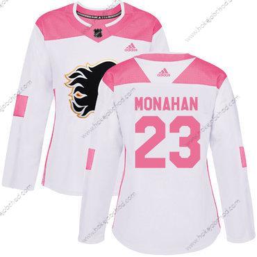 Adidas Žena Calgary Flames #23 Sean Monahan Bílý Růžový Autentické Sešitý NHL Dres