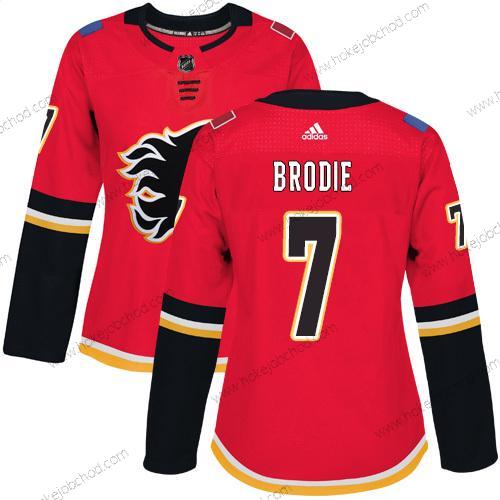 Adidas Žena Calgary Flames #7 Tj Brodie Červené Domácí Autentické Sešitý NHL Dres