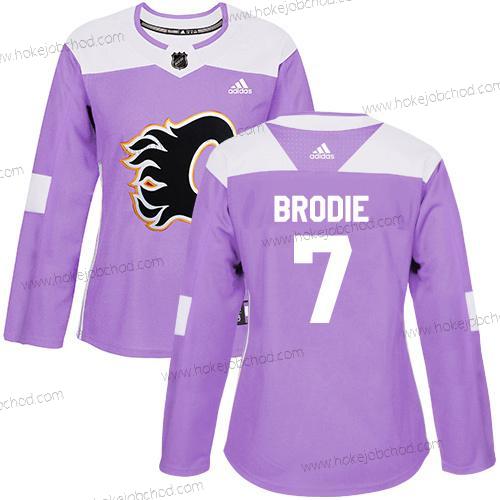 Adidas Žena Calgary Flames #7 Tj Brodie Nachový Autentické Bojuje proti rakovině Sešitý NHL Dres