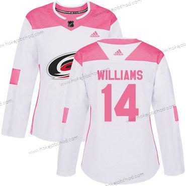 Adidas Žena Carolina Hurricanes #14 Justin Williams Bílý Růžový Autentické Sešitý NHL Dres