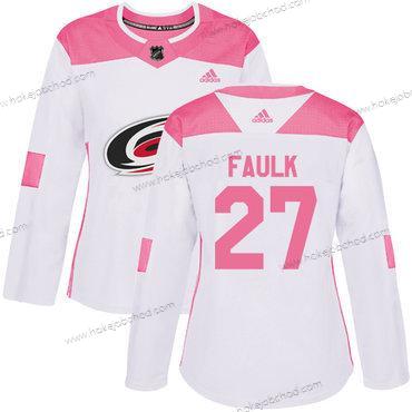 Adidas Žena Carolina Hurricanes #27 Justin Faulk Bílý Růžový Autentické Sešitý NHL Dres