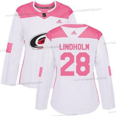 Adidas Žena Carolina Hurricanes #28 Elias Lindholm Bílý Růžový Autentické Sešitý NHL Dres