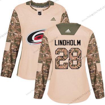 Adidas Žena Carolina Hurricanes #28 Elias Lindholm Camo Autentické 2017 Veterans Day Sešitý NHL Dres