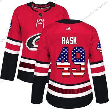 Adidas Žena Carolina Hurricanes #49 Victor Rask Červené Domácí Autentické USA Flag Sešitý NHL Dres