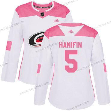 Adidas Žena Carolina Hurricanes #5 Noah Hanifin Bílý Růžový Autentické Sešitý NHL Dres