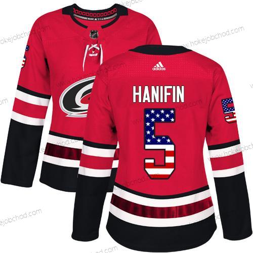 Adidas Žena Carolina Hurricanes #5 Noah Hanifin Červené Domácí Autentické USA Flag Sešitý NHL Dres