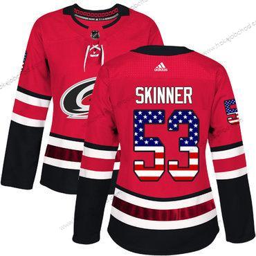 Adidas Žena Carolina Hurricanes #53 Jeff Skinner Červené Domácí Autentické USA Flag Sešitý NHL Dres