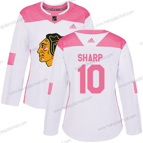 Adidas Žena Chicago Blackhawks #10 Patrick Sharp Bílý Růžový Autentické Sešitý NHL Dres