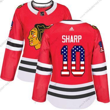 Adidas Žena Chicago Blackhawks #10 Patrick Sharp Červené Domácí Autentické USA Flag Sešitý NHL Dres