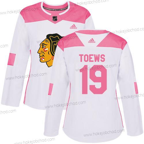 Adidas Žena Chicago Blackhawks #19 Jonathan Toews Bílý Růžový Autentické Sešitý NHL Dres