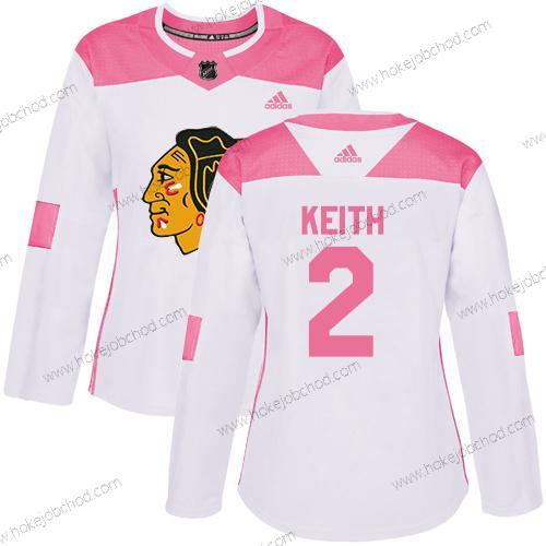 Adidas Žena Chicago Blackhawks #2 Duncan Keith Bílý Růžový Autentické Sešitý NHL Dres