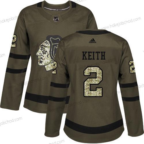 Adidas Žena Chicago Blackhawks #2 Duncan Keith Zelená Salute to Service Sešitý NHL Dres