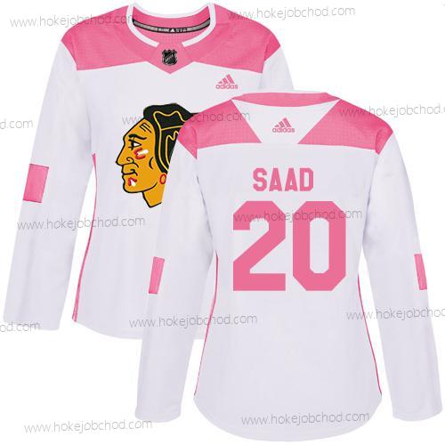 Adidas Žena Chicago Blackhawks #20 Brandon Saad Bílý Růžový Autentické Sešitý NHL Dres