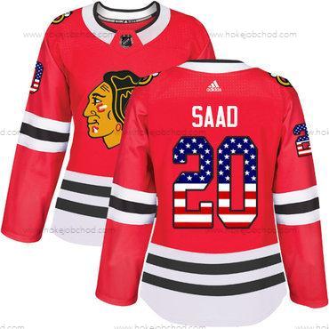 Adidas Žena Chicago Blackhawks #20 Brandon Saad Červené Domácí Autentické USA Flag Sešitý NHL Dres