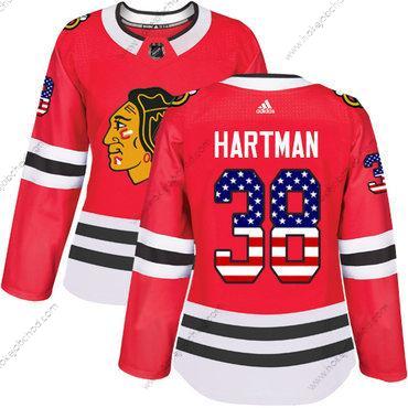 Adidas Žena Chicago Blackhawks #38 Ryan Hartman Červené Domácí Autentické USA Flag Sešitý NHL Dres