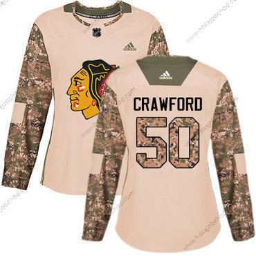 Adidas Žena Chicago Blackhawks #50 Corey Crawford Camo Autentické 2017 Veterans Day Sešitý NHL Dres