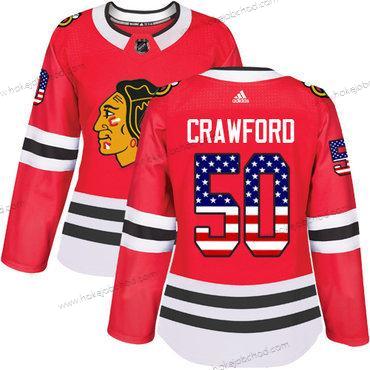 Adidas Žena Chicago Blackhawks #50 Corey Crawford Červené Domácí Autentické USA Flag Sešitý NHL Dres