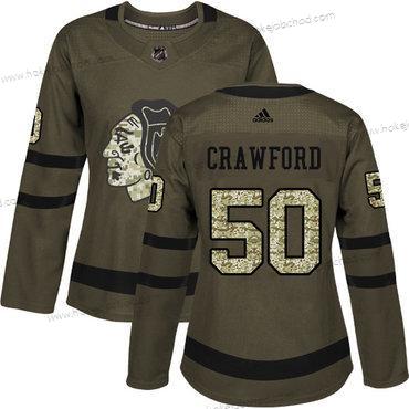 Adidas Žena Chicago Blackhawks #50 Corey Crawford Zelená Salute to Service Sešitý NHL Dres