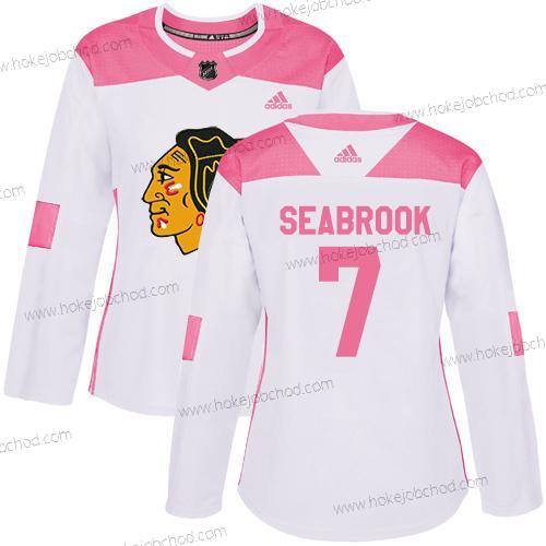 Adidas Žena Chicago Blackhawks #7 Brent Seabrook Bílý Růžový Autentické Sešitý NHL Dres