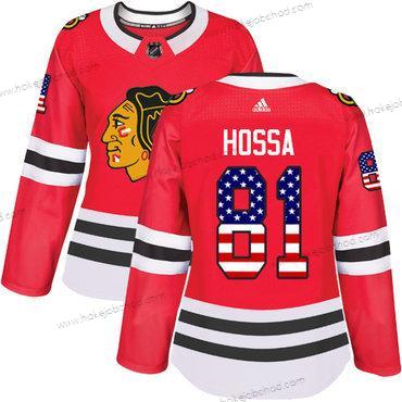 Adidas Žena Chicago Blackhawks #81 Marian Hossa Červené Domácí Autentické USA Flag Sešitý NHL Dres