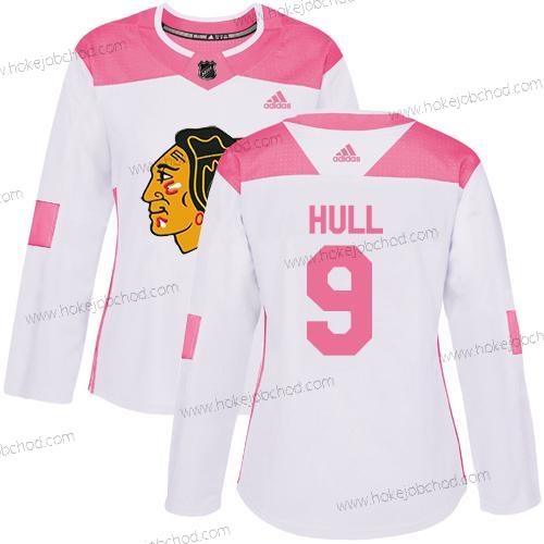 Adidas Žena Chicago Blackhawks #9 Bobby Hull Bílý Růžový Autentické Sešitý NHL Dres