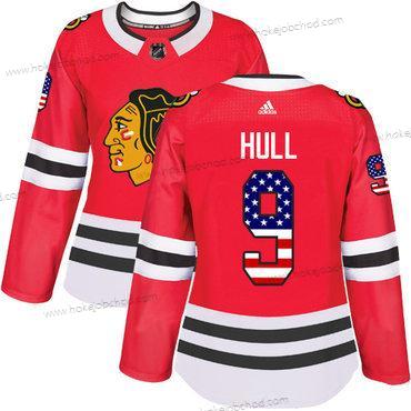 Adidas Žena Chicago Blackhawks #9 Bobby Hull Červené Domácí Autentické USA Flag Sešitý NHL Dres