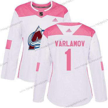 Adidas Žena Colorado Avalanche #1 Semyon Varlamov Bílý Růžový Autentické Sešitý NHL Dres